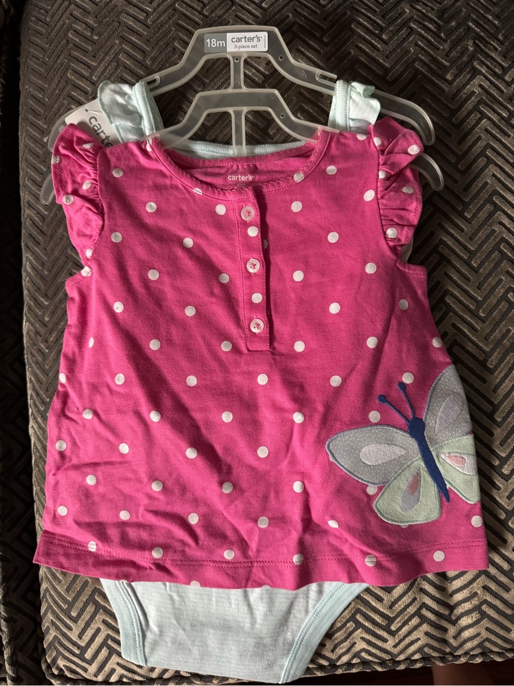 Carter's Pink Polka Dot Butterfly Baby 3 piece set - Girls